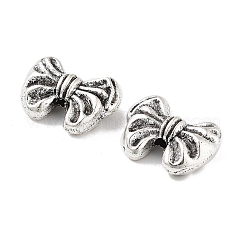 チベットスタイルの合金ビーズ  蝶結び  アンティークシルバー  9.5x13x4.5mm  穴：1.5mm  384個/ 500g&nbsp;PALLOY-H134-03AS