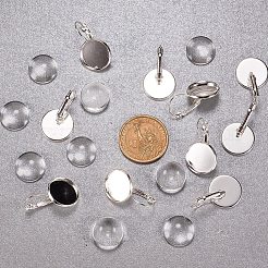 Clear Domed Glass Cabochon Cover and Brass Lever Back Earring Settings for DIY&nbsp;DIY-PH0001-60S