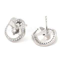 Brass Twist Flat Round Stud Earrings with Clear Cubic Zirconia&nbsp;EJEW-Q770-09P
