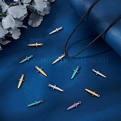 12個3色イオンプレーティング(IP)304ステンレスペンダント  剣のチャーム  ミックスカラー  24.5x9x4mm  穴：1.5mm  4個/カラー&nbsp;STAS-UN0045-87