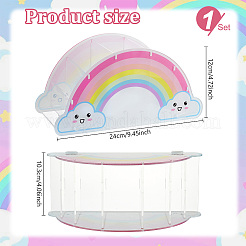 レインボーアクリルペンホルダー  取り外し可能なペンラック  カラフル  240x103x120mm&nbsp;DIY-WH0899-372