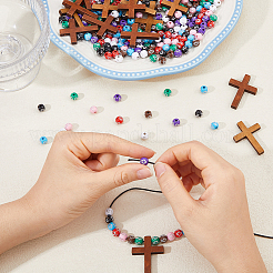 DIY Round with Cross Pendant Necklace Making Kits&nbsp;DIY-DC0004-03