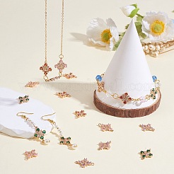 Copper plated gold+zircon square four petal flower connector DIY accessories&nbsp;JX598A