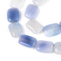 天然石瑪瑙ビーズ連売り  染め  長方形  ライトブルー  17~19x13~14x5~6.5mm  穴：1mm  約22個/連  15.55~15.75インチ（39.5~40cm）&nbsp;G-N356-03A-08