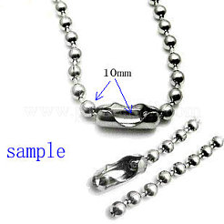 変色防止304ステンレススチールボールチェーンコネクター  ステンレス鋼色  30x11mm  穴：6x7mm  10mmボールチェーンに適合&nbsp;STAS-L019A-P