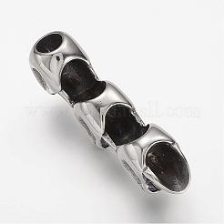 304ステンレススチールスライドチャーム  スカル  アンティークシルバー  48.5x11x20mm  穴：6mm&nbsp;STAS-F063-34