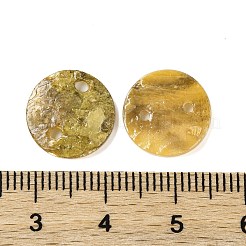 スプレー塗装された天然アコヤ貝コネクタチャーム  ディスク  ダークチソウ  13x1.2mm  穴：1mm&nbsp;LS-BSHE-S304-17A