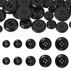 25個 5スタイル 4穴樹脂ボタン  フラットラウンド  ブラック  17~34mm  5個/スタイル&nbsp;BUTT-TA0001-49