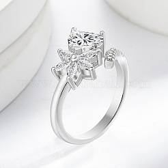 Brass Micro Pave Cubic Zirconia Cuff Open Rings&nbsp;WGF4155-01