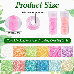 120g 12 Colors Glow in the Dark Luminous Transparent Glass Round Seed Beads&nbsp;SEED-SC0001-57