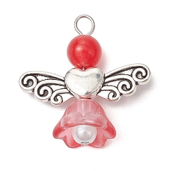 Pearlized Glass Pearl Bead Pendants&nbsp;PALLOY-JF03205-02
