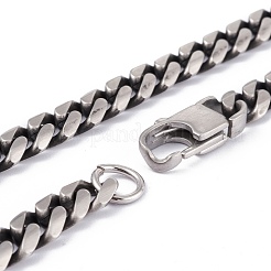 メンズ 304 ステンレススチール カーブチェーンネックレス  カニカン付き  多面カット  マットガンメタルカラー  27.95インチ（71cm）  8mm&nbsp;NJEW-I248-02MB