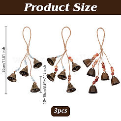 3Pcs Porcelain & Iron Bell Pendant Decoration&nbsp;HJEW-OC00090