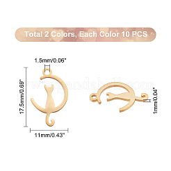 20Pcs 2 Colors 201 Stainless Steel Kitten Pendants&nbsp;STAS-UN0030-04