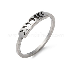 201ステンレススチール製ムーンフェイズリング（女性用）  ステンレス鋼色  usサイズ7 3/4(17.9mm)&nbsp;RJEW-A006-04P-1