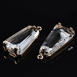 クリアガラスペンダント  真鍮パーツ  長持ちメッキ  多面カット  台形  ライトゴールド  23.5x11x5mm  穴：1.4mm&nbsp;GLAA-Q088-024B