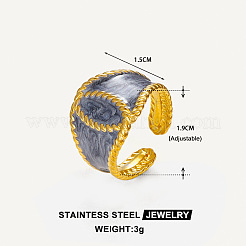 304ステンレススチールエナメルオープンカフリング  馬の目  ゴールドカラー  グレー  19mm&nbsp;WG6321C-02