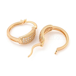 Brass Micro Pave Clear Cubic Zirconia Hoop Earrings&nbsp;EJEW-A107-05C-KCG