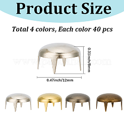 真鍮スタッドリベット160色4個  DIYレザークラフト用  フラットラウンド  ミックスカラー  12x8mm  40個/カラー&nbsp;KK-GF0001-23A