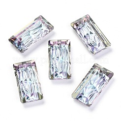 エンボスガラスラインストーンペンダント  長方形  多面カット  ミックスカラー  20x10x5mm  穴：1.6mm&nbsp;GLAA-J101-07B