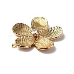 304ステンレススチールラインストーンペンダント  花  ゴールドカラー  29x27x5mm  穴：2mm&nbsp;STAS-P395-11A-G