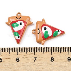 焼付塗装合金ペンダント  ピザチャーム  カラフル  19.5x16.5x4.5mm  穴：1.2mm&nbsp;FIND-I072-05