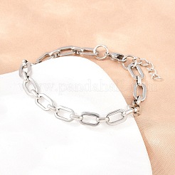 304ステンレススチールアズキチェーンブレスレット＆ネックレスジュエリーセット  カニカン付き  ステンレス鋼色  570mm&nbsp;SJEW-L199-04P