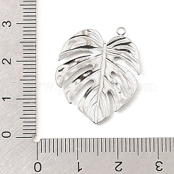 304ステンレスペンダント  熱帯の葉、モンステラの葉のチャーム  ステンレス鋼色  26.5x21.5x1.5mm  穴：1.6mm&nbsp;STAS-Z199-12P-04