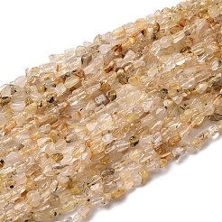 天然石ゴールドルチルクォーツビーズ連売り  ナゲット  5~9x4~6x3~4.5mm  穴：0.7mm  約75~89個/連  15.35''（39cm）〜15.94''（40.5cm）&nbsp;G-I389-A25