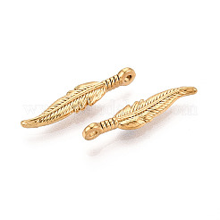 304ステンレスペンダント  羽  イオンプレーティング（ip）  18KGP本金メッキ  23x5x4mm  穴：1.4~1.5mm&nbsp;STAS-N114-30G