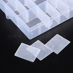 プラスチックビーズ収納ケース  調整可能な仕切りボックス  透明  20x14x3.7cm&nbsp;X-C095Y