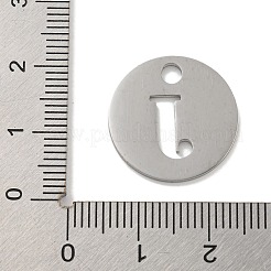 変色しない304ステンレススチールペンダント  ステンレス鋼色  アルファベット付きフラットラウンド  文字J  19x1.2mm  穴：2.5mm&nbsp;STAS-F233-M-P01-A-J