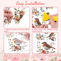 3 シート 3 スタイル pvc 防水装飾ステッカー  家具装飾用の粘着性の花柄デカール  鳥  300x150mm  1枚/スタイル&nbsp;DIY-WH0404-717