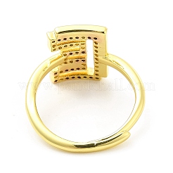 Mixed Color Enamel Initial Letter Adjustable Ring with Clear Cubic Zirconia&nbsp;RJEW-P045-01G-E