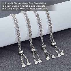 12Pcs 304 Stainless Steel Rolo Chain Slider Bracelet Making&nbsp;AJEW-NB0003-63