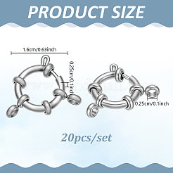 304ステンレススチールスプリングリング留め具20個  リング  ステンレス鋼色  16x2.5mm  穴：2.5mm&nbsp;STAS-GA0002-34