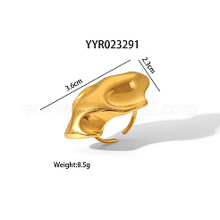 304ステンレススチール製の手作り研磨不規則な形のカフリング  18KGP本金メッキ  23x36mm&nbsp;EG8151