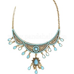 Ethnic Style Alloy Rhinestone & Synthesis Turquoise Earrings & Necklaces Sets for Women&nbsp;FS-WG42FFB-01