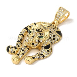 Rack Plating Brass Micro Pave Black Cubic Zirconia Pendants&nbsp;KK-P267-03A-G