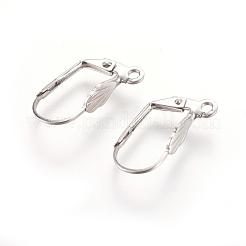 変色しにくい304ステンレススチールフレンチフックピアス金具  カン付き  18.5x10mm  ピン：0.7mm  穴：2mm&nbsp;X-STAS-E007-5