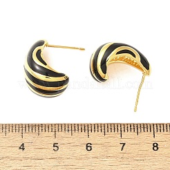 Brass Enamel Stud Earrings&nbsp;EJEW-B120-02G-03
