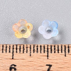 つや消し透明なアクリルビーズ  花  金箔  カラフル  5.5~6x3mm  穴：1.5mm  約1086個/50g&nbsp;X-OACR-N137-72F