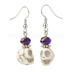 Synthetic Magnesite with Glass Beaded Dangle Earrings&nbsp;EJEW-JE05054-02