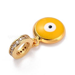 Brass Micro Pave Clear Cubic Zirconia European Dangle Charms&nbsp;ZIRC-L097-049C-G01