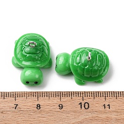 不透明樹脂ペンダント  亀のチャーム  プラチナ鉄ループ付き  ライムグリーン  14x18x25mm  穴：2mm&nbsp;RESI-A049-06