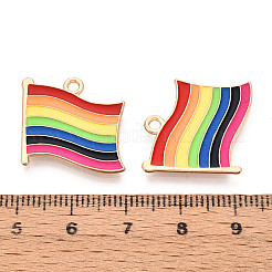 虹色のプライドフラッグ合金エナメルペンダント  ライトゴールド  カラフル  20.2x19.5x1.4mm  穴：2mm&nbsp;ENAM-K067-10