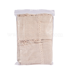 綿パッキングパウチ  巾着袋  レースで  淡い茶色  14~15x10~11cm  20個/セット&nbsp;OP-PH0001-06