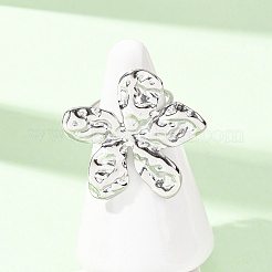 女性用304ステンレススチールカフオープンリング  花  ステンレス鋼色  usサイズ6 1/4(16.7mm)&nbsp;RJEW-C162-01A-P