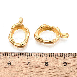 不規則な925スターリングシルバーのブランクベゼルカップペンダントカボションセッティング  楕円形のオープンバックカボショントレイ  スタンプ925個付き  24KGP本金メッキ  19x11.5x3.5mm  穴：3x1.5mm  トレイのサイズ：9x11mm&nbsp;STER-T008-85G