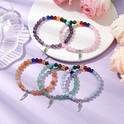 Chakra Round Natural Gemstone Stretch Bracelets&nbsp;BJEW-JB10985